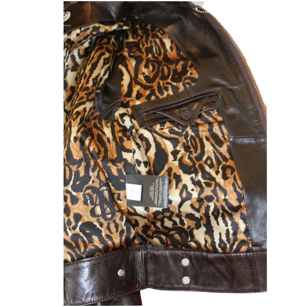 ROCK & REPUBLIC VICTORIA BECKHAM RARE Brown Leather Biker Moto Jacket - Picture 12 of 15